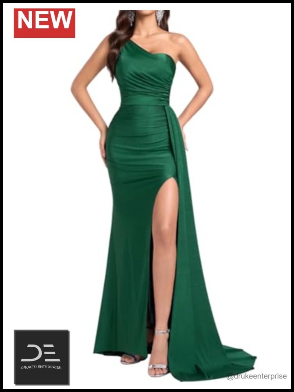 One Shoulder Wrap Formal Maxi Dress Backless High Split Evening Gown